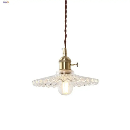 Vintage glass copper led pendant lamp kitchen faceted glass light