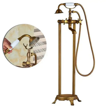 Vintage gold bath mixer tap with handshower bathroom faucet