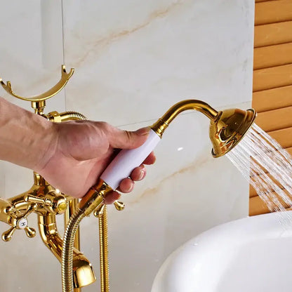 Vintage gold bath mixer tap with handshower bathroom faucet