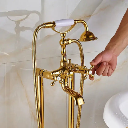 Vintage gold bath mixer tap with handshower bathroom faucet