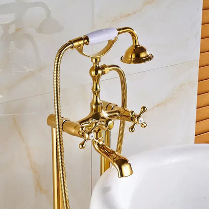 Vintage gold bath mixer tap with handshower bathroom faucet