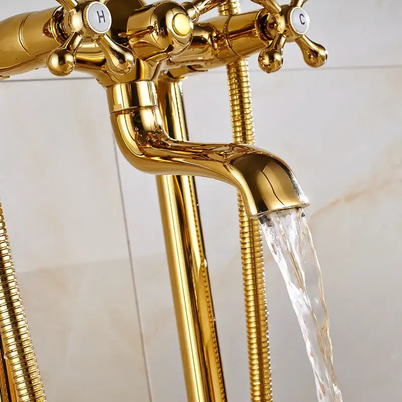 Vintage gold bath mixer tap with handshower bathroom faucet
