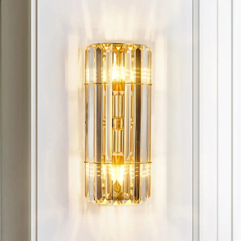 Vintage gold crystal sconce lighting hallway wall mounted lamp