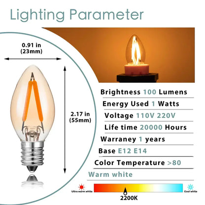 Vintage gold dimmable led filament edison candle light dining room bulb