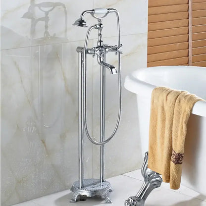 Vintage gold dual handle clawfoot bathtub shower faucet bathroom mixer