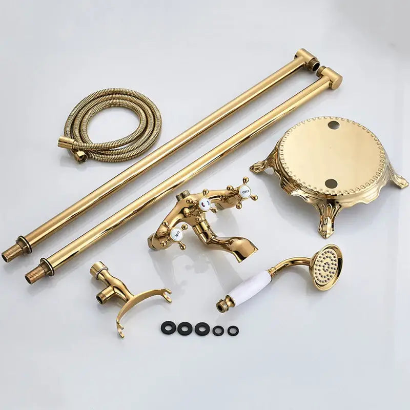 Vintage gold dual handle clawfoot bathtub shower faucet bathroom mixer
