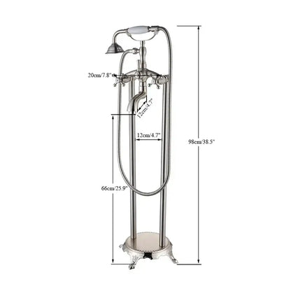Vintage gold dual handle clawfoot bathtub shower faucet bathroom mixer