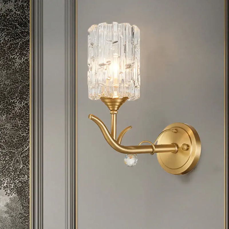 Vintage gold finish clear glass wall sconce for corridor 110v-120v