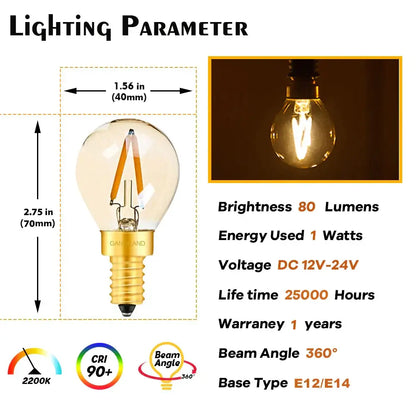 Vintage gold glass led filament bulb outdoor camping light