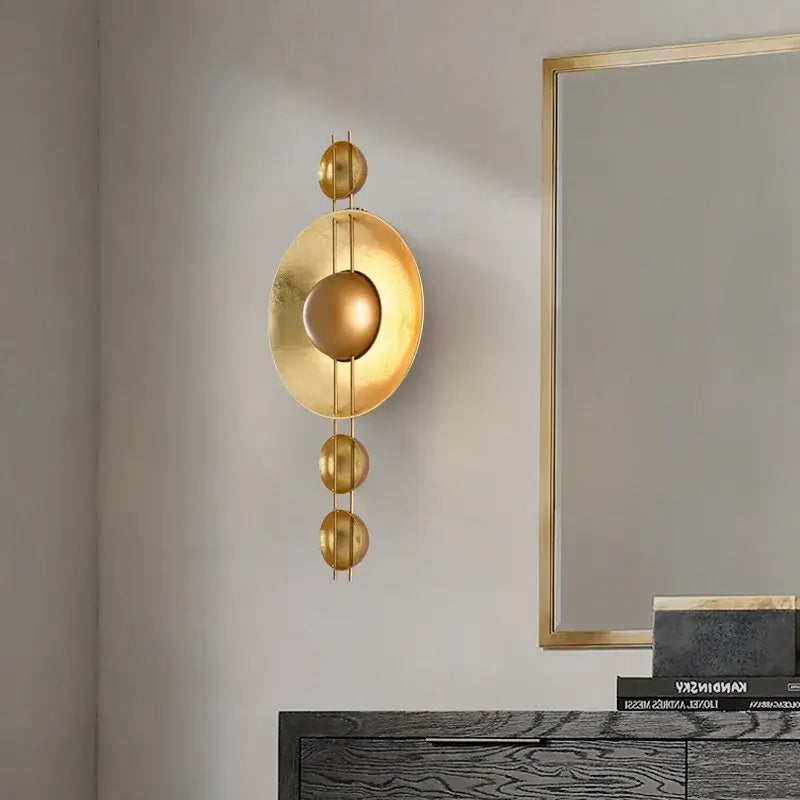Vintage gold led geometric wall lamp for bedroom luxe decor