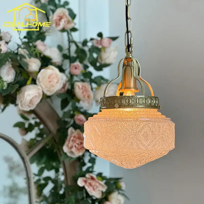 Vintage gold lustre glass pendant light for dining room
