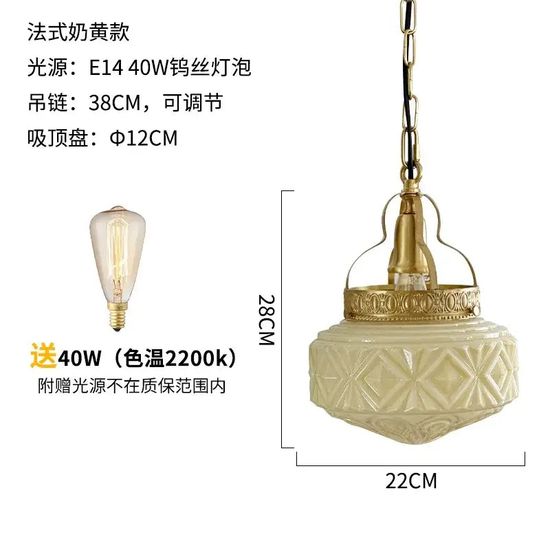 Vintage gold lustre glass pendant light for dining room