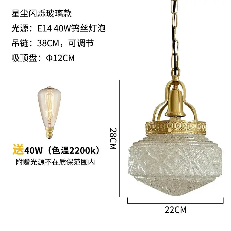 Vintage gold lustre glass pendant light for dining room