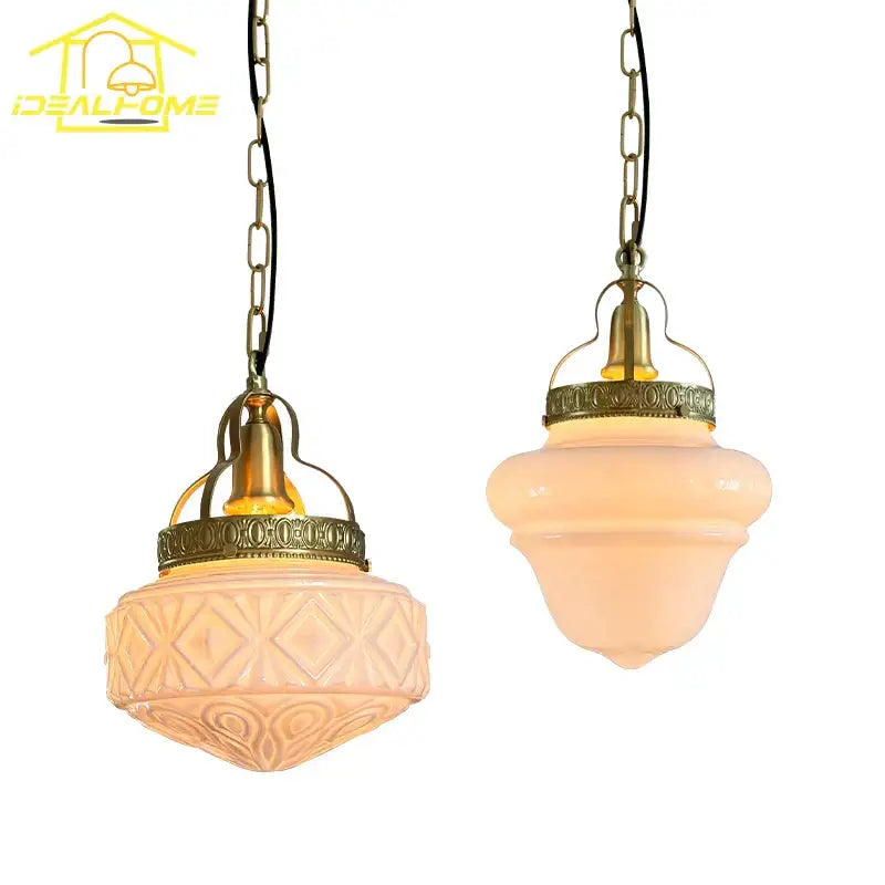 Vintage gold lustre glass pendant light for dining room