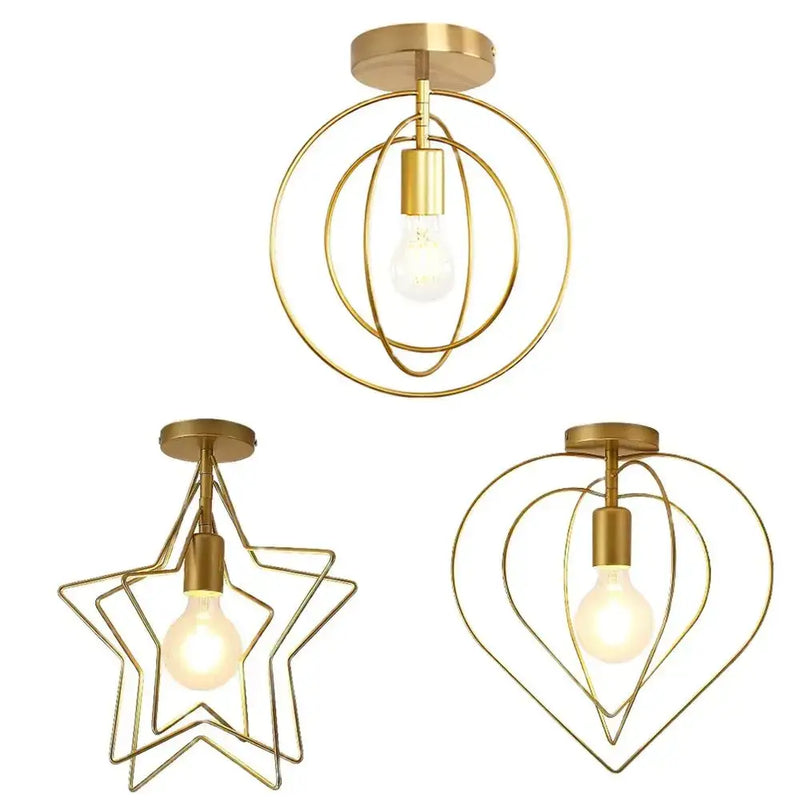 Vintage gold metal cage pendant light for restaurant and bar