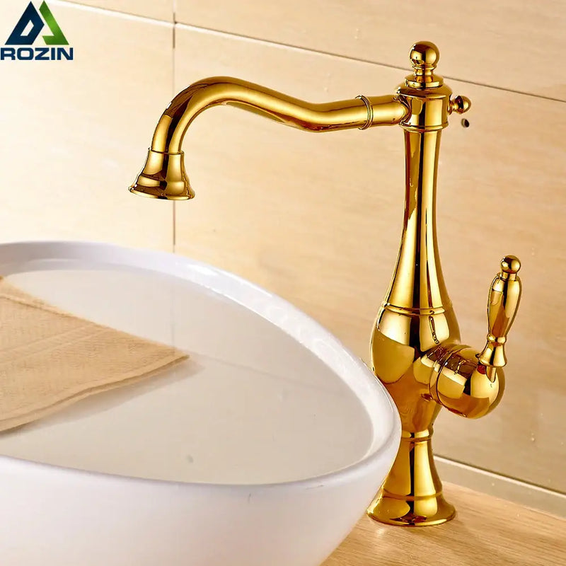 Vintage gold single handle basin faucet bathroom mixer tap