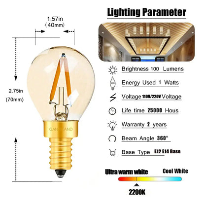 Vintage gold tint g40 led bulb bedroom warm filament light
