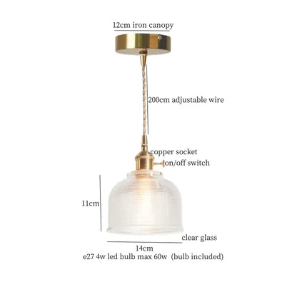 Vintage green brass glass led pendant light for kitchen