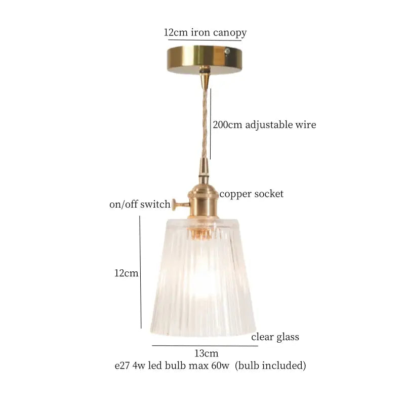 Vintage green brass glass led pendant light for kitchen