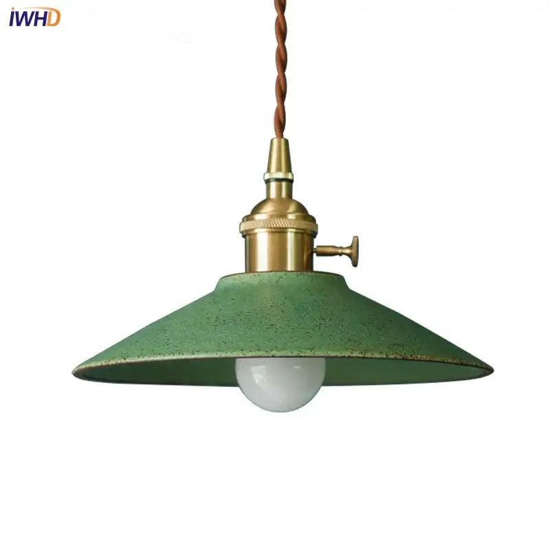Vintage green ceramic led pendant lamp for dining room