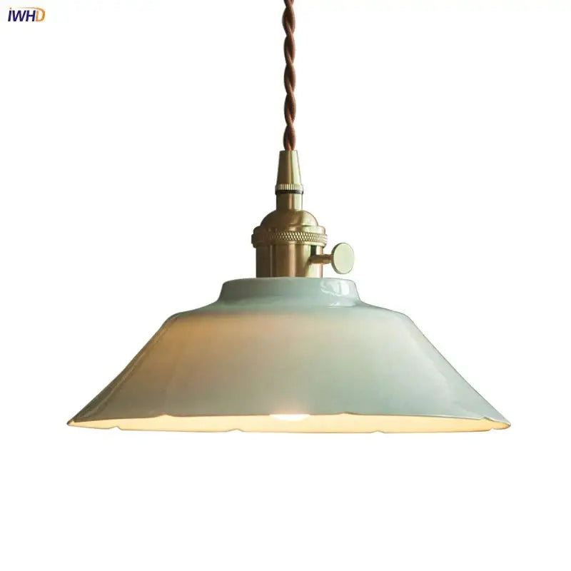 Vintage green ceramic pendant light kitchen hanging lamp
