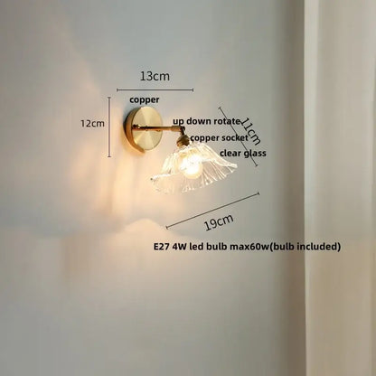 Vintage green glass led wall sconce bedroom brass stair light