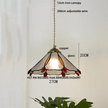 Vintage green glass pendant light for dining room with wood beads