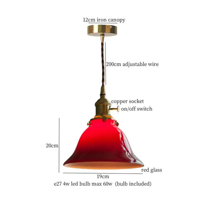 Vintage green lotus led pendant light dining room glass lamp