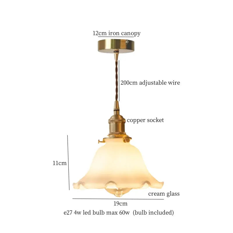 Vintage green lotus led pendant light dining room glass lamp