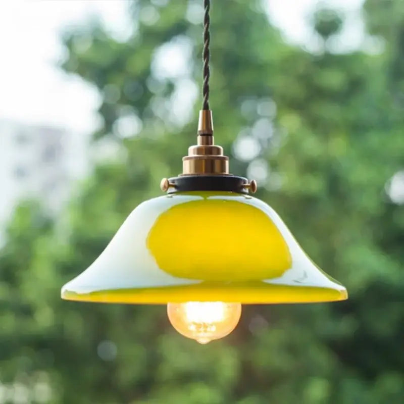 Vintage green lotus led pendant light dining room glass lamp