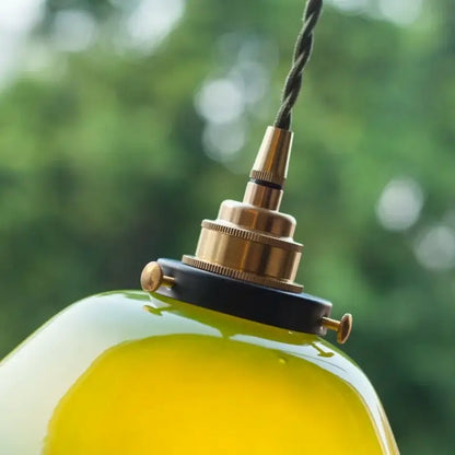 Vintage green lotus led pendant light dining room glass lamp