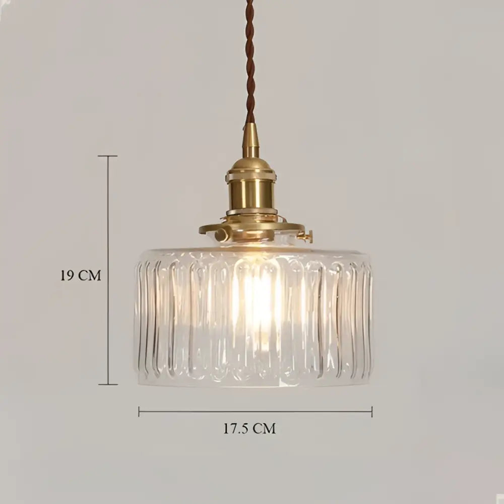 Vintage green ribbed glass brass pumpkin led pendant light bedroom