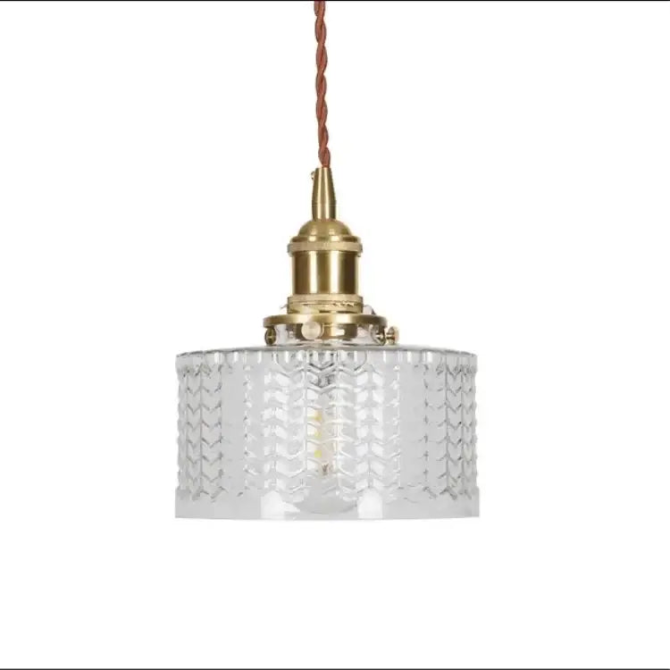 Vintage green ribbed glass led pendant lamp for dining room