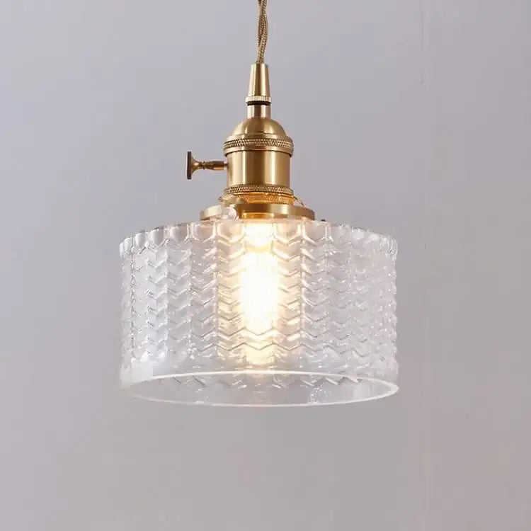 Vintage green ribbed glass led pendant lamp for dining room