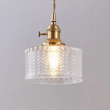 Vintage green ribbed glass led pendant lamp for dining room