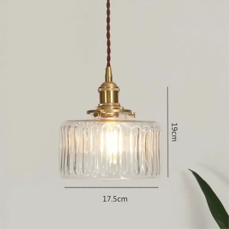Vintage green ribbed glass led pendant lamp for dining room