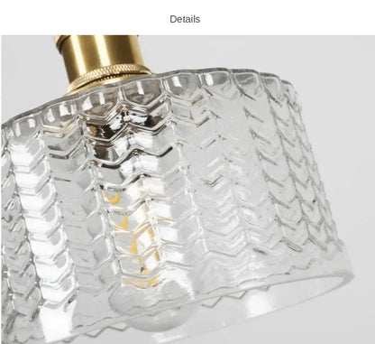 Vintage green ribbed glass led pendant lamp for dining room