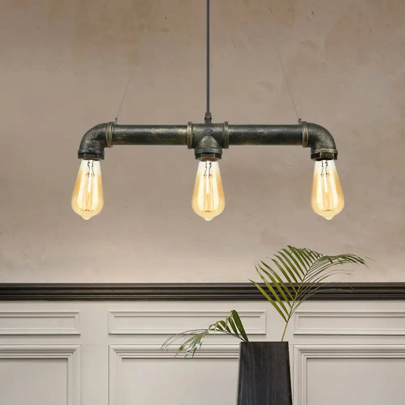 Vintage industrial brass pipe ceiling light fixture kitchen pendant