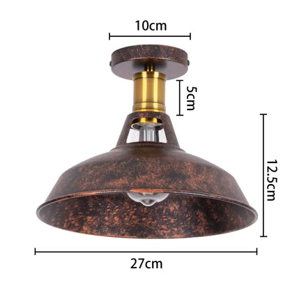 Vintage industrial flush mount light in black & bronze for kitchen