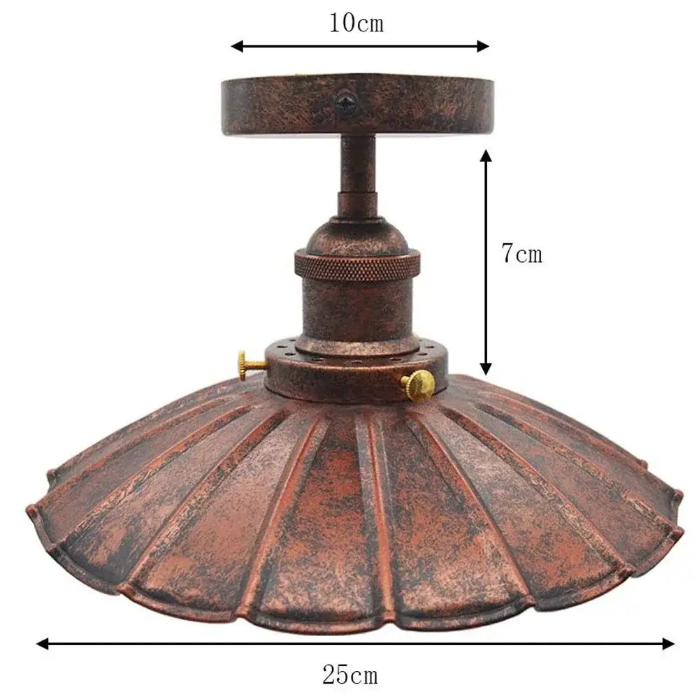 Vintage industrial flush mount light in black & bronze for kitchen