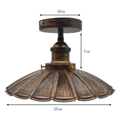 Vintage industrial flush mount light in black & bronze for kitchen