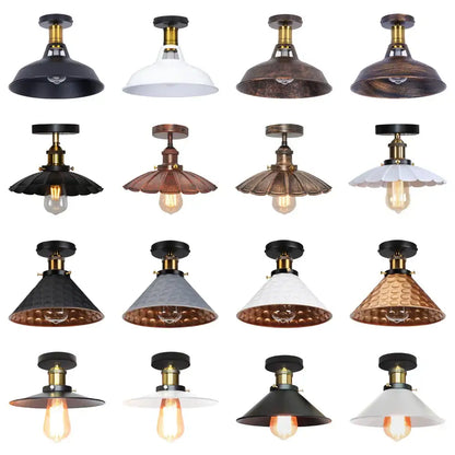 Vintage industrial flush mount light in black & bronze for kitchen