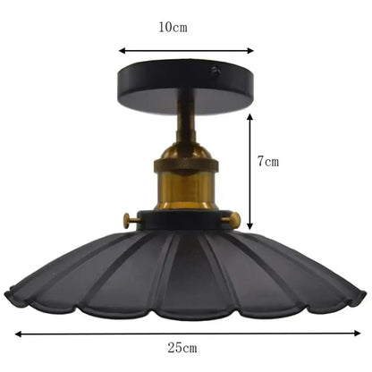 Vintage industrial flush mount light in black & bronze for kitchen