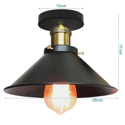 Vintage industrial flush mount light in black & bronze for kitchen