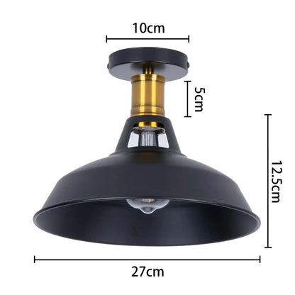 Vintage industrial flush mount light in black & bronze for kitchen
