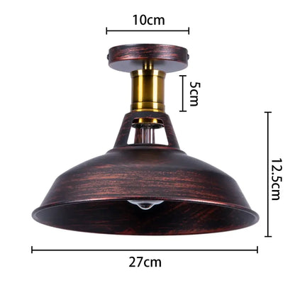 Vintage industrial flush mount light in black & bronze for kitchen