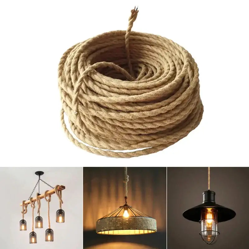 Vintage industrial hemp rope woven textile wire – living room cord