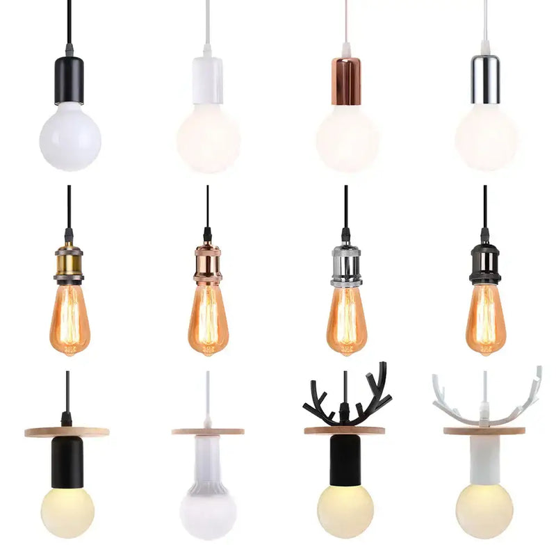 Vintage led wood ceiling pendant light dining room glass globe