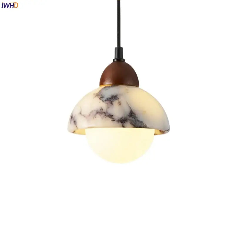 Vintage marbled glass ball led pendant light bedroom hanging fixture