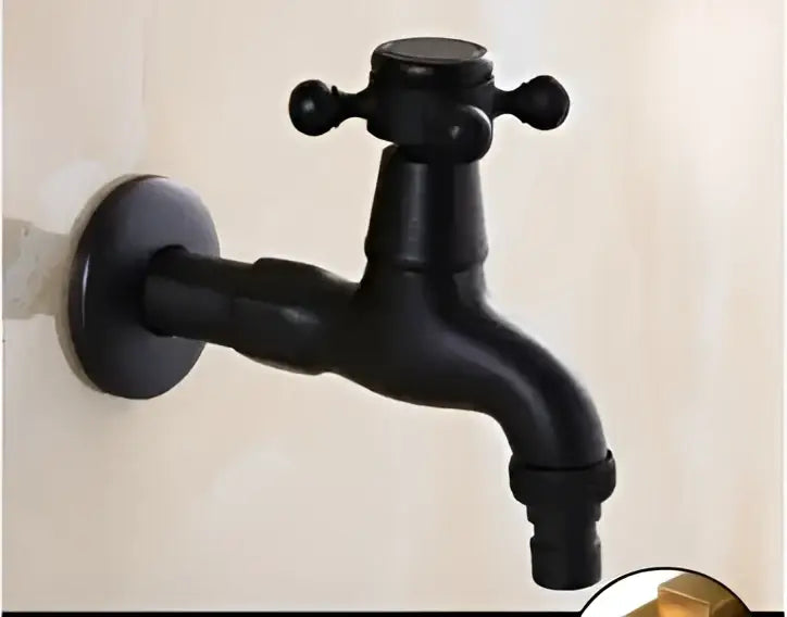 Vintage matte black dual handle washing machine faucet tap laundry room